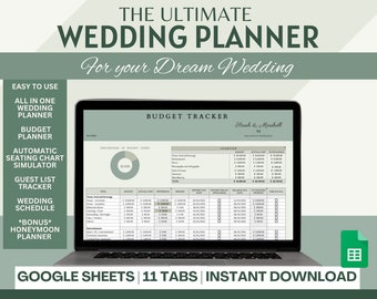 Digital Wedding Planner Spreadsheet: Budget, Checklist, Guest List (Digital Download)