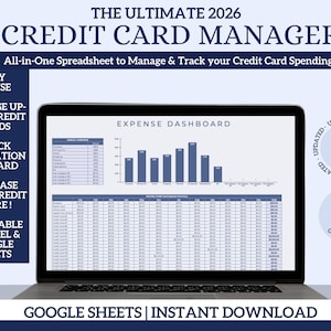 Monitoraggio delle spese della carta di credito 2026: foglio di calcolo del budget di Google Sheets ed Excel (download digitale)