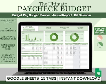 Paycheck Budget Template: Monthly Budget Planner for Google Sheets (Digital Download)