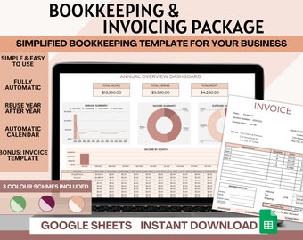 Easy Bookkeeping & Invoice Template: Small Business Expense Tracker (Digital Download)