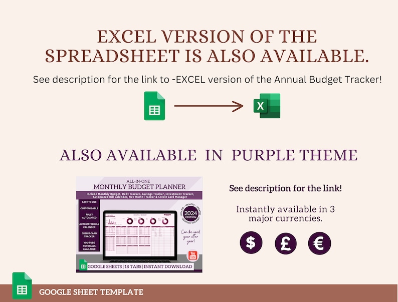 2024 Monthly Budget Planner, Budget Planner Google Sheets, Excel Budget