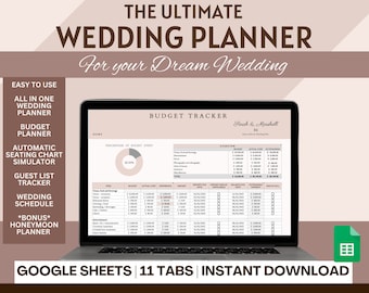Digital Wedding Planner Spreadsheet: Budget, Checklist, Guest List (PDF)