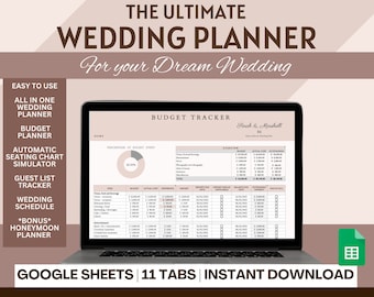 Digital Wedding Planning Spreadsheet, Wedding Budget Planner, Wedding Checklist, Wedding Guest List, All-In-One Wedding Planner