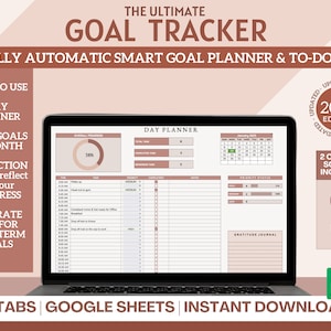 Goal Planner | 2024 Goal Tracker for Google Sheets |To-Do List Template| All in one Goal Planner| Google Sheets Template| SMART Goal Planner