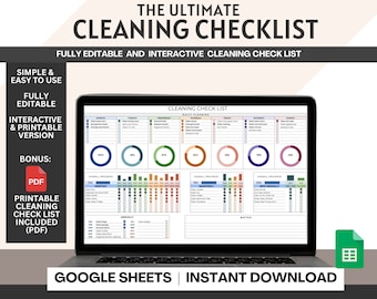 Cleaning Checklist Template: Google Sheets Planner (Printable PDF)