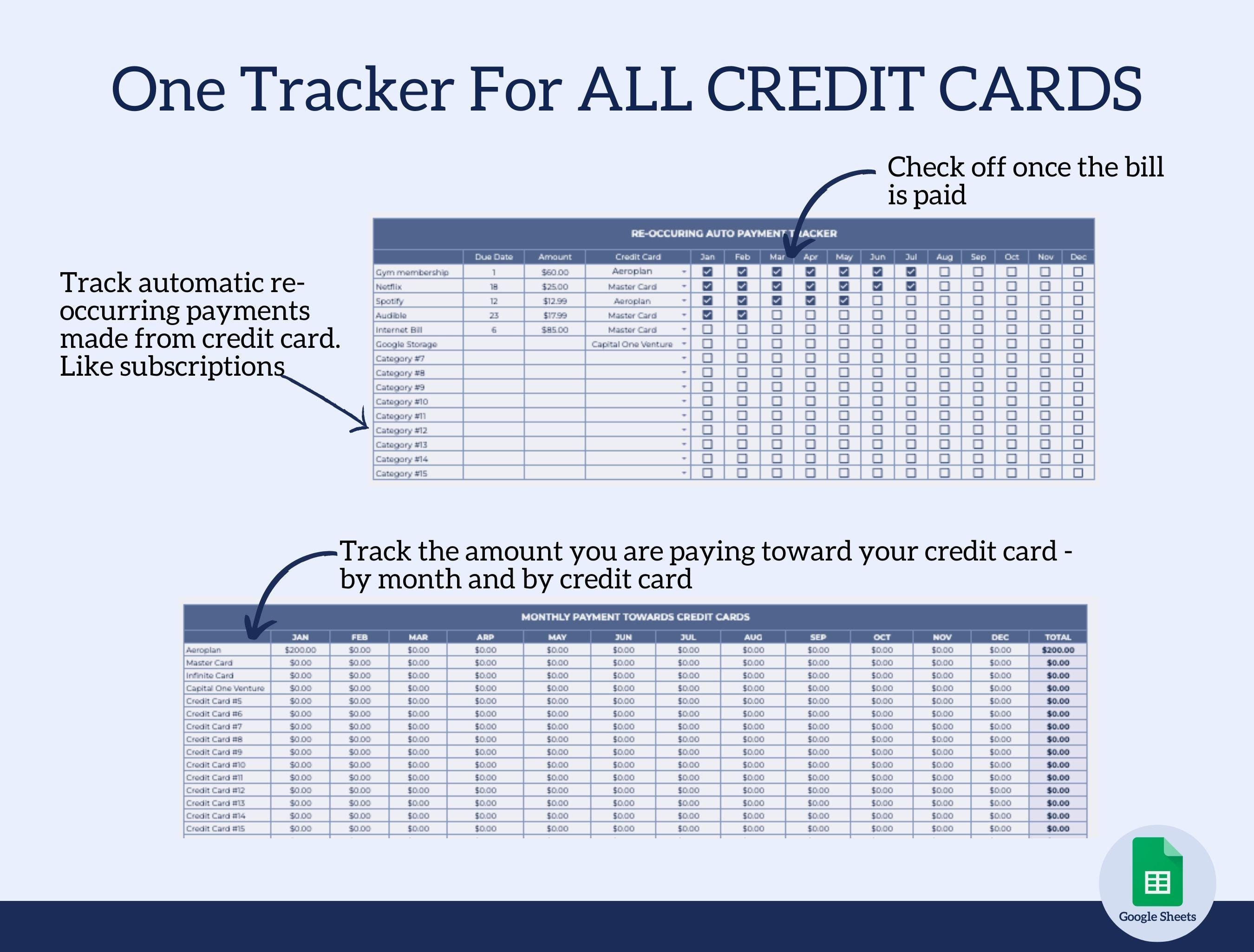 Credit Card Expense Tracker 2026: Google Sheets & Excel Budget ...