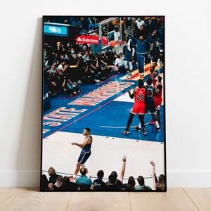 Póster de triple sin mirar de Stephen Curry, póster de Stephen Curry, póster de la NBA, Golden State Warriors, decoración de pared, arte mural, tapices