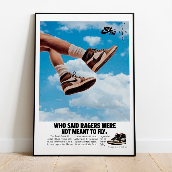 Air Jordan 1 Travis Scott Retro Poster, Vintage Sneaker Poster, Wall Decor, Wall Art, Wall Hangings