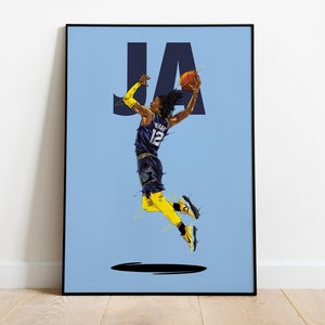 Póster de Ja Morant, Póster de la NBA, Memphis Grizzlies, Decoración de pared, Arte mural, Tapices