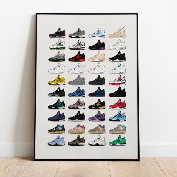 Affiche Air Jordan 4, Sneaker Poster, Sneaker Wall Art, Sneakerhead, Jordan Wall Art, Décoration murale, Art mural, Tentures murales