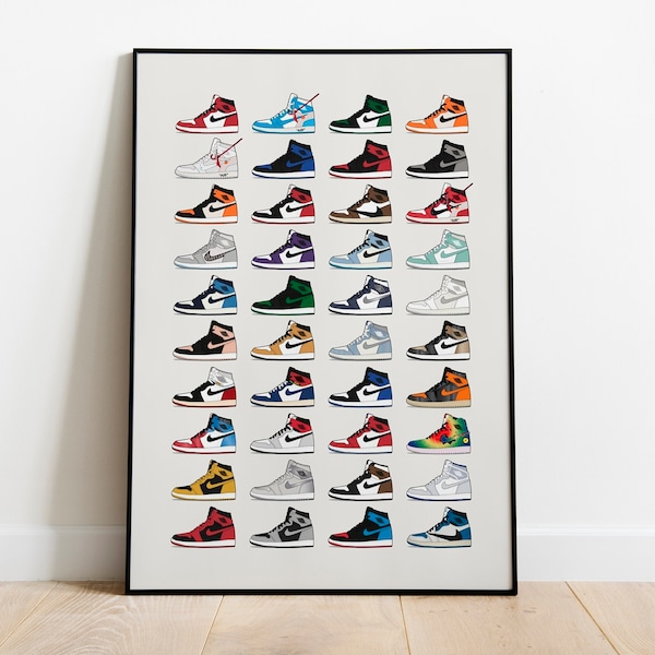 Air Jordan 1 Poster, Sneaker Poster, Sneaker Wall Art, Sneakerhead, Jordan Wall Art, Wall Decor, Wall Art, Wall Hangings