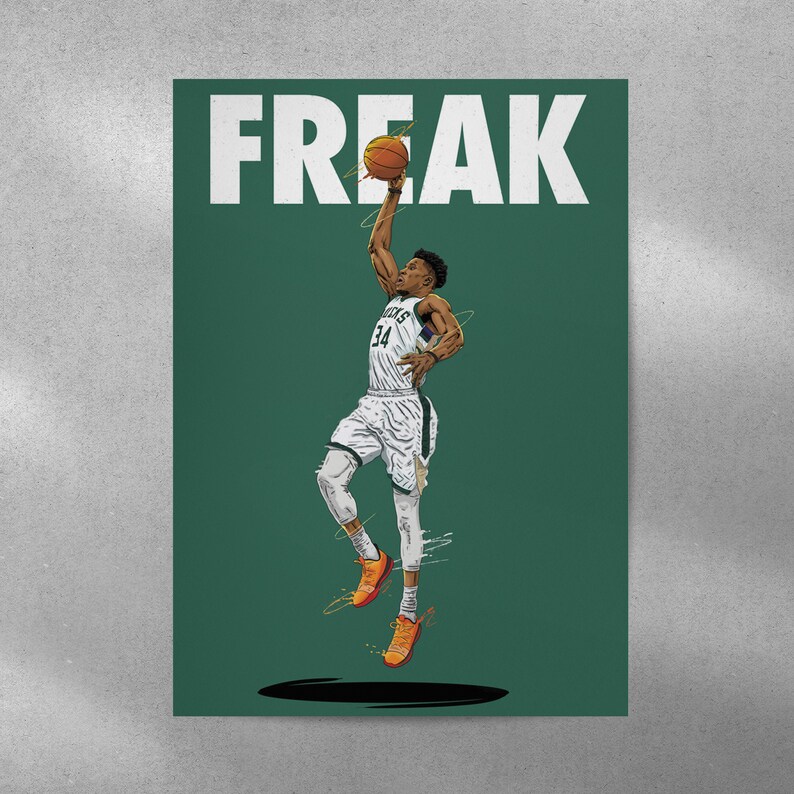 Giannis Antetokounmpo Poster, Nba Poster, Milwaukee Bucks, Wall Decor