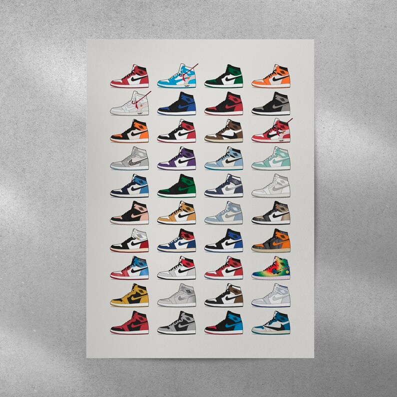 Air Jordan 1 Poster, Sneaker Poster, Sneaker Wall Art, Sneakerhead