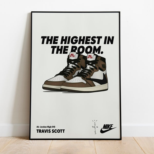 Air Jordan 1 Travis Scott Retro Poster, Air Jordan High OG, Vintage Sneaker Poster, Wall Decor, Wall Art, Wall Hangings