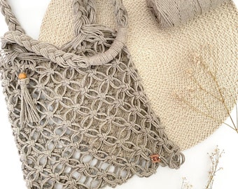 Macramé knitting pattern - Rafaela Market Bag (ENGLISH)