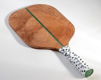 Handmade African Mahogany Wooden Pickleball Paddle: Customizable Color and Grip Color