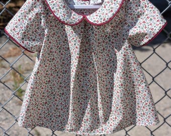 Vintage inspired Peter Pan Collar little girls blouse shirt
