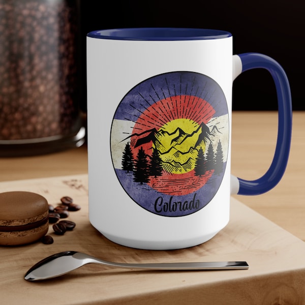 Colorado Rocky Mountain Flag Mug, Hometown Pride, Mountain Forest Mug, Colorado Flag Mug,  Nature Mug, Moving to Colorado Gift