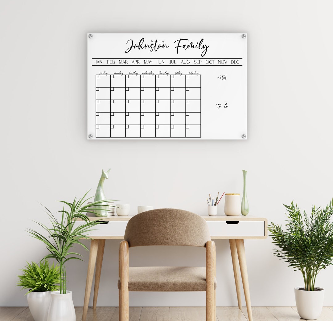 Acrylic Wall Calendar, Custom Wall Calendar, Personalized Calendar, Dry