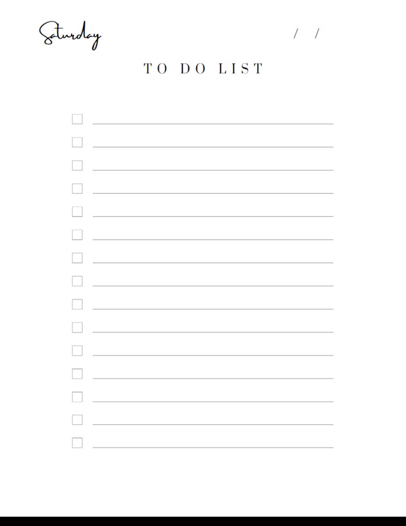 Blank Daily to Do List, Productivity, Tasks, List, Checklist, Daily Schedule, Minimalist ...