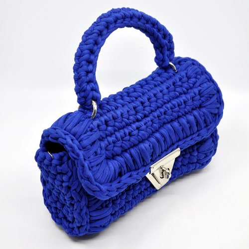 Hand Woven Bag | Handmade Bag | Knitted Bag | Hand Knitted Bag | Womens Bag | Sax shops Blue Bag