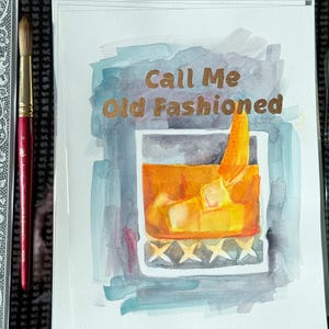 Watercolor Cocktail Painting, Bar Cart Art, cocktail art, original watercolor painting, old fashioned