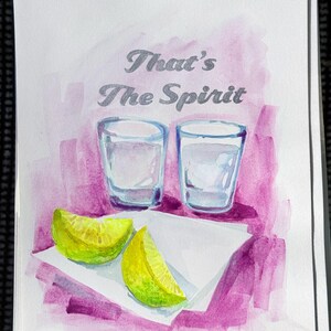 Watercolor Cocktail Painting, Bar Cart Art, silver leaf painting, cocktail art, that's the spirit, original watercolor painting, shots