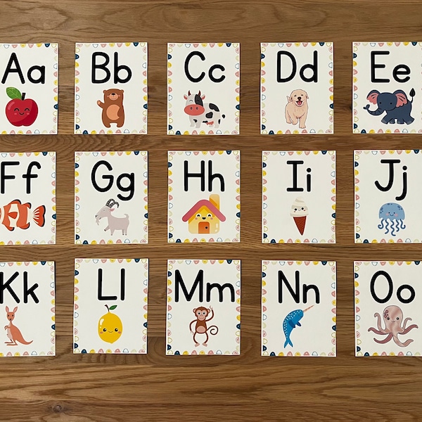 Large ABC Flashcards - Alphabet Flashcards - Preschool Learning - Educational - Digital Download -