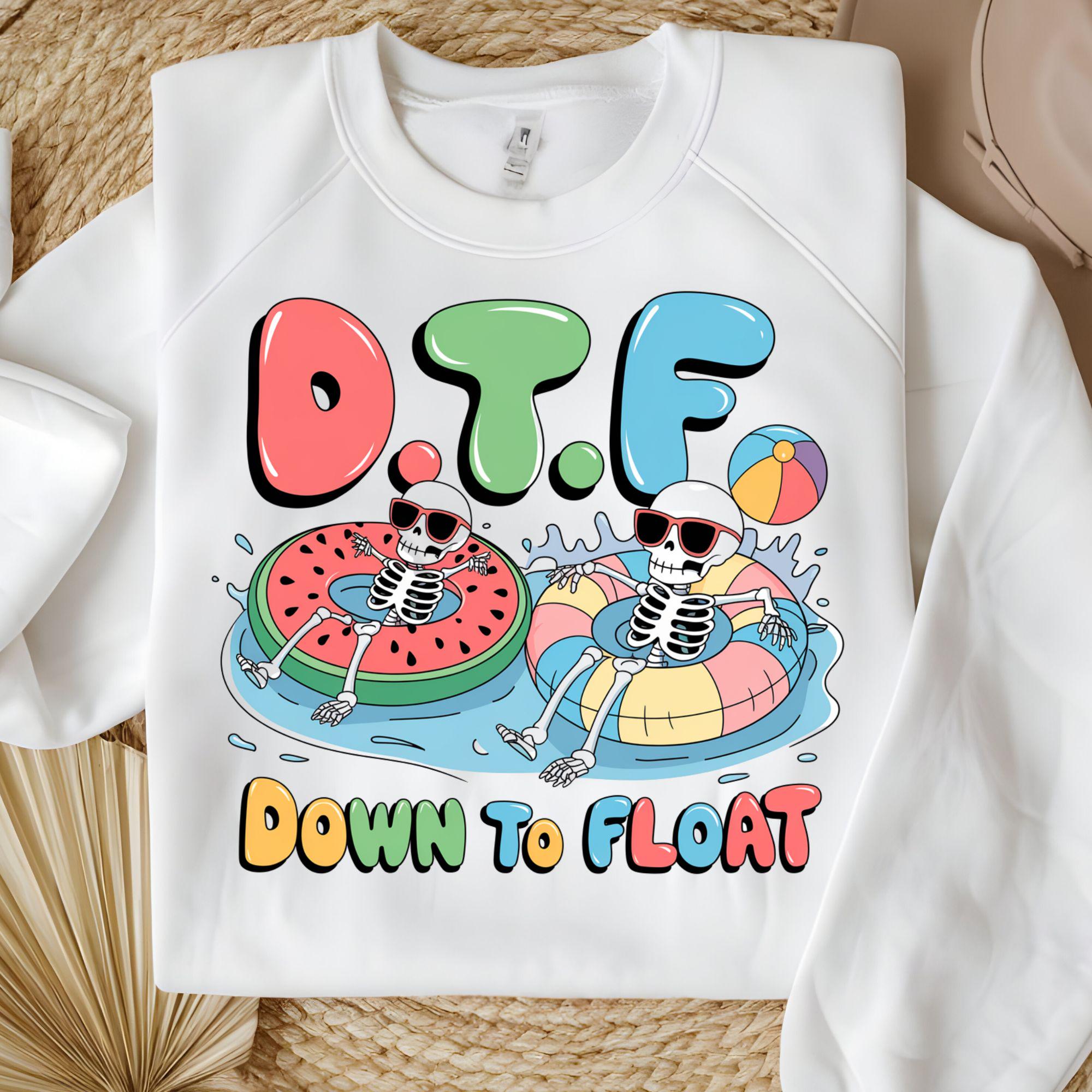 DTF Down to Float PNG | Funny Skeleton Summer Design | Pool Party Aesthetic | Floating Skeletons Png | Adult Humor Png | Digital Download
