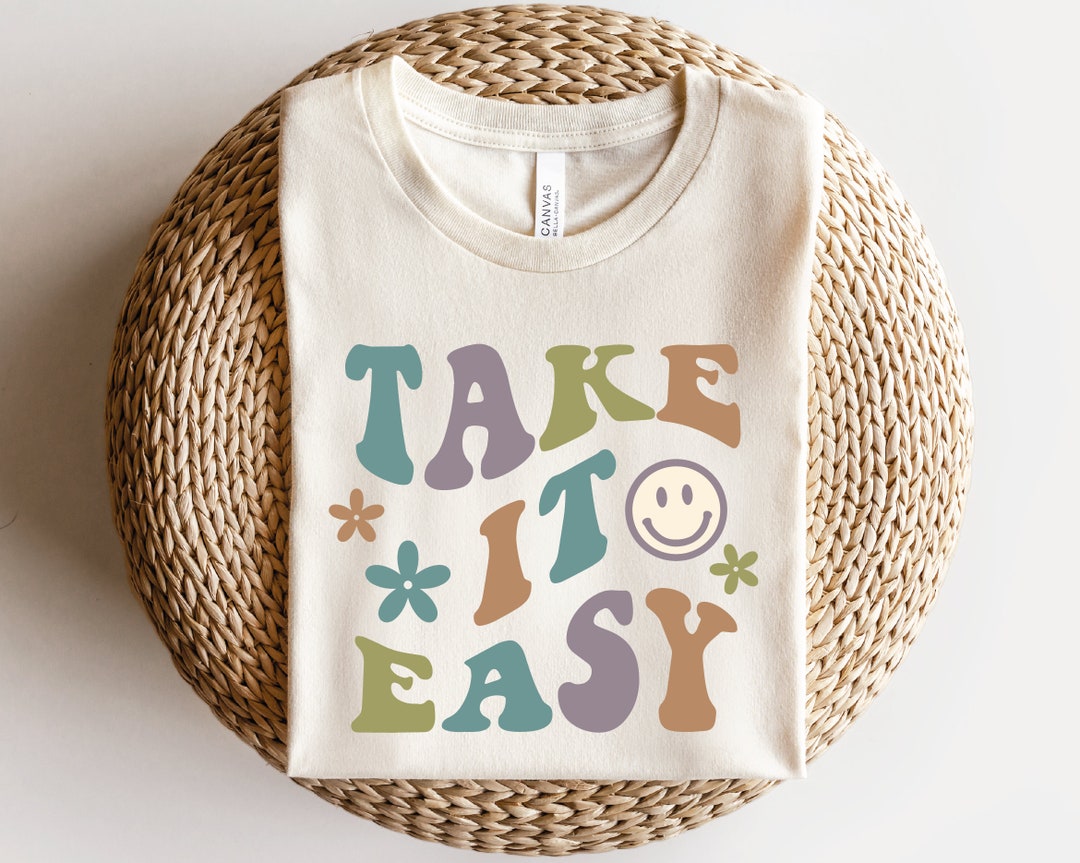 Take It Easy SVG PNG Retro Smiley Svg Aesthetic Svg Wavy - Etsy