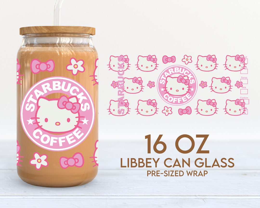 Pink Kitty Cup Wrap PNG SVG Starbuck 16oz Libbey Can Glass Etsy