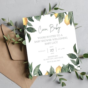 CIAO, BABY! Baby Shower Invitation Italian Lemons Theme Baby Shower Invitation Digital Download