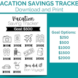 Vacation Savings Tracker | Printable Travel Budget Challenge | PDF Download