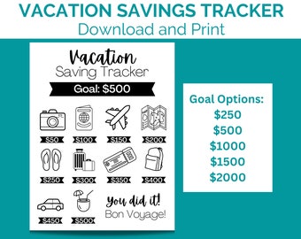 Vacation Savings Tracker | Printable Travel Budget Challenge | PDF Download