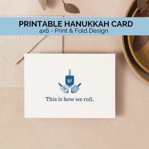 Carte de Hanoukka imprimable | Dreidel, c'est comme ça que nous roulons