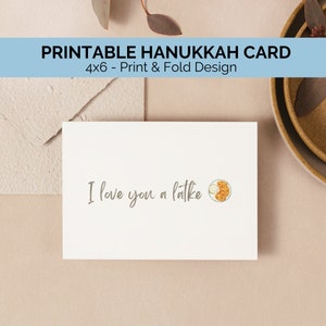 Carte de Hanoukka imprimable | Je t'aime un latke