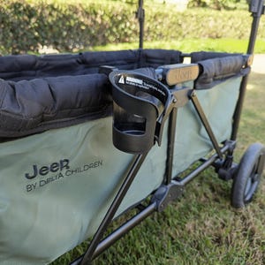 Clip-on Side Cup Holder Mount with Hook - Compatible with Jeep Stroller Wagon