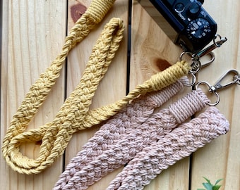 Macrame Braided Camera Strap: Eco-Friendly Cotton, Antique Brass Clasp