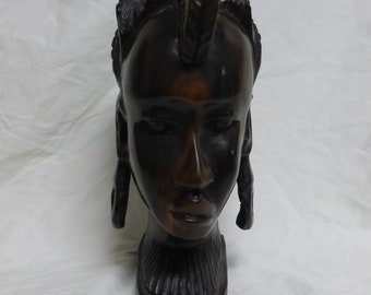 Nigerian Hand Carved Bust, Vintage