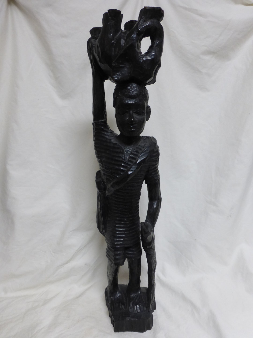 Antique Nigerian Ebony Statue Man Carrying Animal Etsy