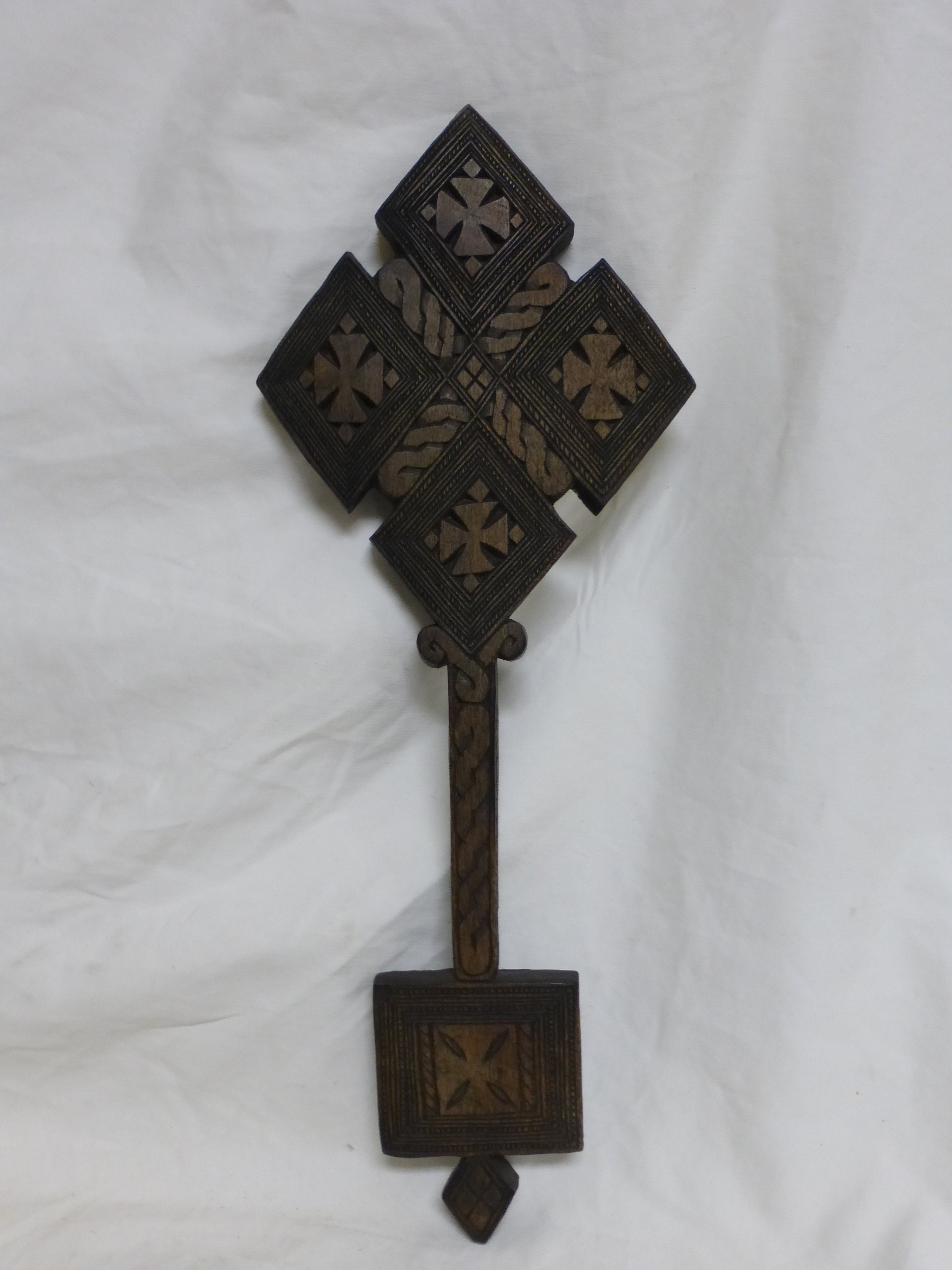 Large Traditional Ethiopian Wood Blessings Hand Coptic Cross Ethiopia
