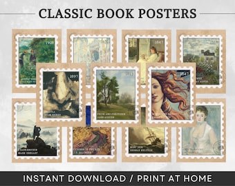 Literarisches Wandbild Klassisches Literatur Poster Literatur Kunst Geschenk für Buchliebhaber Geschenk für Englisch Lehrer Klassenzimmer Dekor Bibliothek Dekor Bücher