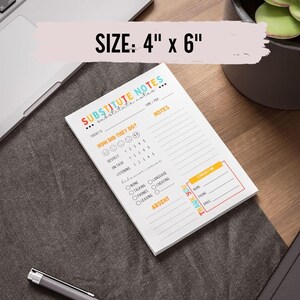 Substitute Teacher Notes Teacher Notebook Substitute Resource Notebook ...