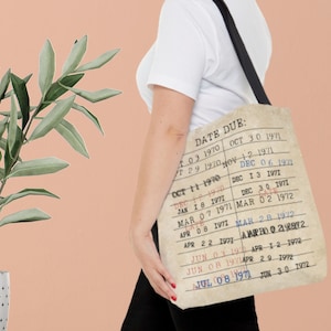 Vintage Library Card Tote Bag for Librarian Tote Bag for Book Lover Vintage Tote Bag Old Library Card Retro Library Bag Vintage Book Bag