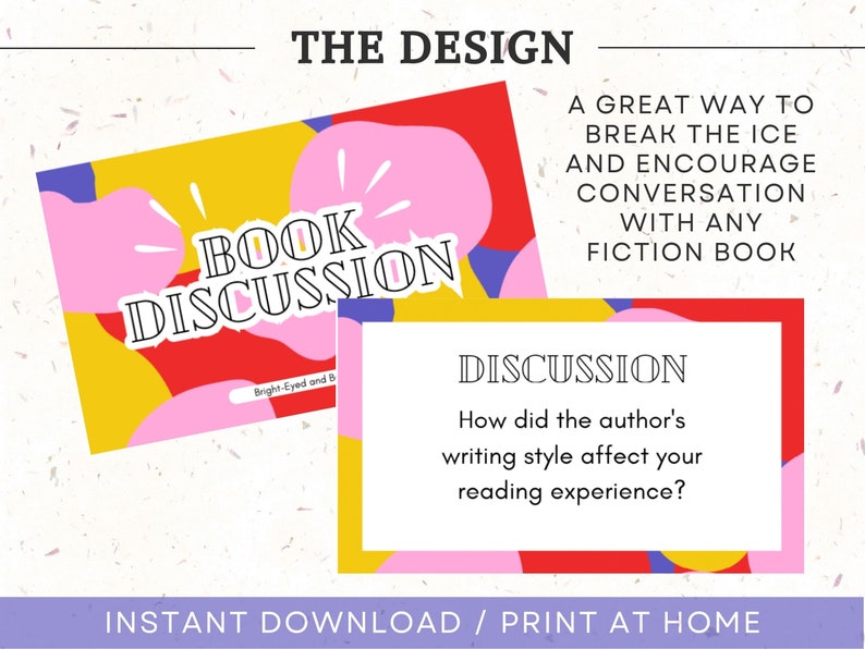 Book Club Discussion Questions Book Club Cards Reading Guide Etsy