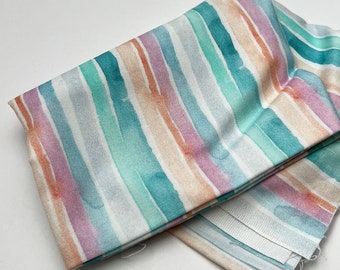 Fat Quarter- Dear Stella Summer Stripe, pastel watercolor fabric, pastel stripe fabric