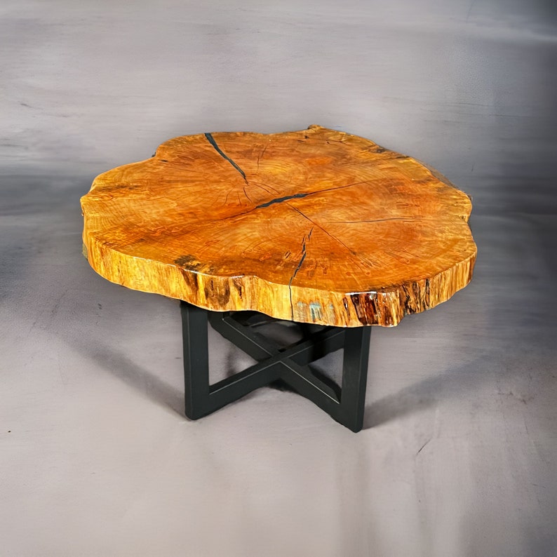 Spalted Maple Cookie Slab Coffee Table Round Wood Slab Table Rustic Round Table Maple Live Edge