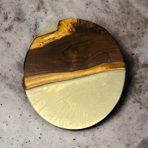 Live Edge Black Walnut and Golden White Epoxy Lazy Susan