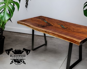 Black Walnut Coffee Table | Live Edge Coffee Table | Rustic Coffee Table | Epoxy Resin Table | Natural Wood Living Room Table | Walnut Table