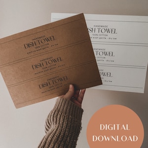 PRINTABLE Vintage Dishcloth & Washcloth Wrap Labels, DIY Knit Crochet Dish Cloths Wash Cloths Tags, Craft Fair Market Prep, Gift Tags Letter